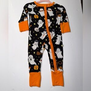 Kids Halloween Ghost One-Piece Romper - Black & Orange newborn